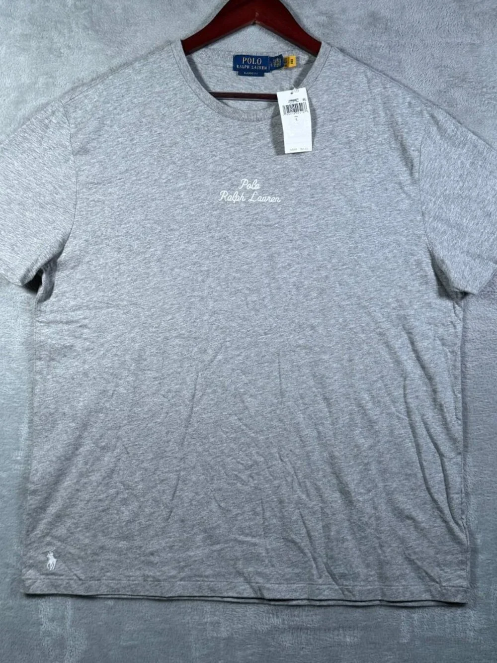 Polo Ralph Lauren T Shirt Mens L Gray Script Logo Embroidered Classic Fit $55